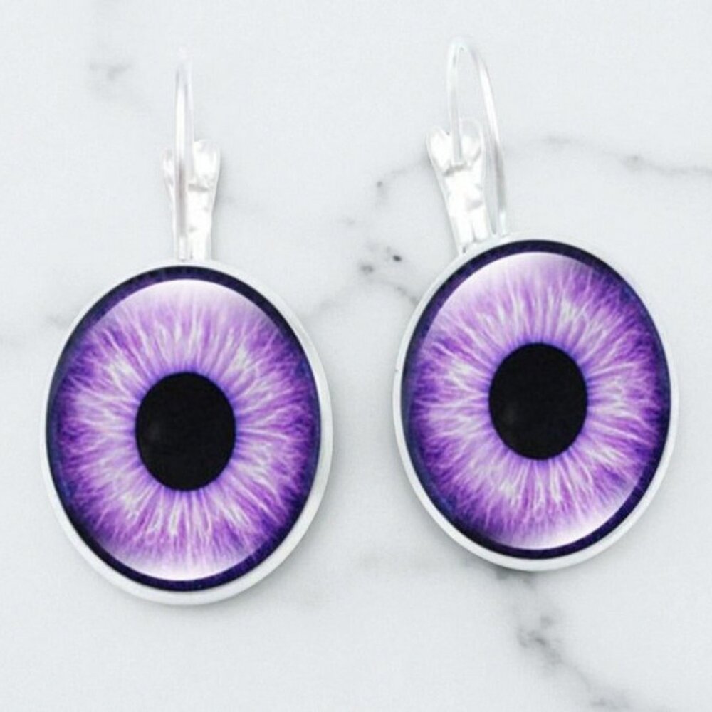 NEW Violet Purple Eye Dangle Earrings